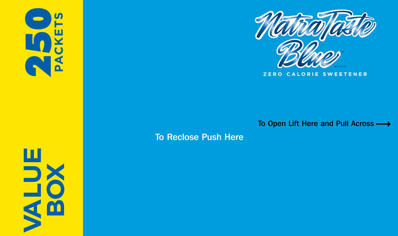 NatraTaste Blue Zero Calorie Sweetener, Bulk Sugar Substitute for Coffee, Iced Tea, Lemonade, Hot & Cold Drinks, Baking, Cooking, Low Carb, Vegan, Sugar Alternative, 250 Packets Value Box (1 pack)