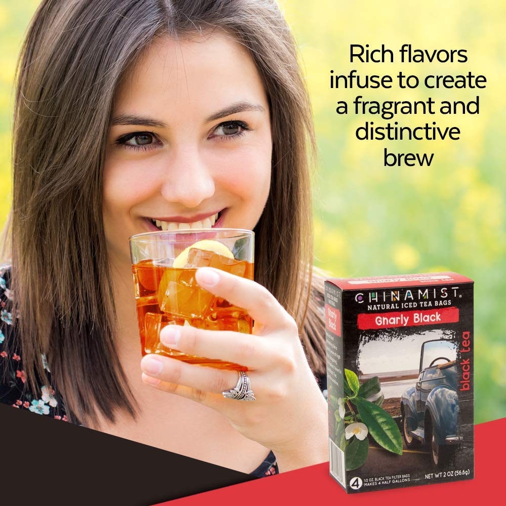 China Mist - Naturally Flavored Gnarly Black Iced Tea Bags - Each Tea Bag Yields 1/2 Gallon
