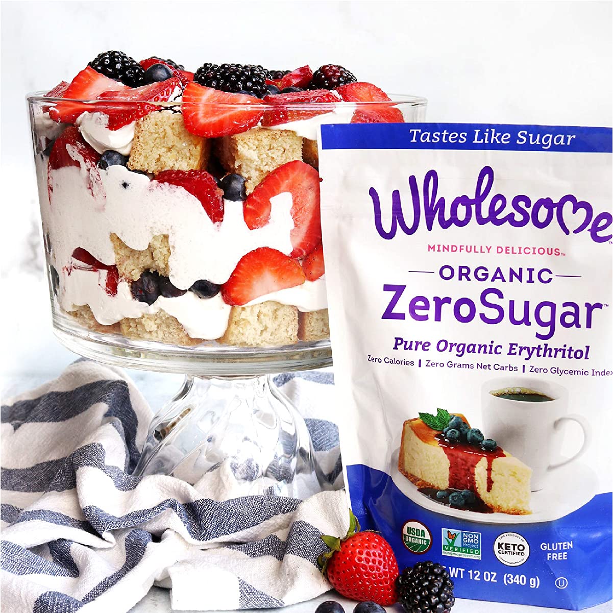 Wholesome Sweeteners Organic Zero Calorie Free Pouch Non GMO Gluten Free Syrup Artificial Flavors, no corn, 12 Ounce