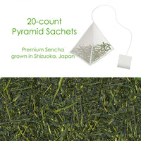 [Sugimoto Tea] Signature Sencha Fukamushi, ?????, Award-Winning Flavor Authentic Japanese Green Tea, Antioxidants, Caffeine, L-Theanine - 20 Compostable Pyramid Teabags, Resealable Pouch (20 Teabags x 3 Packs)