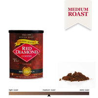 Red Diamond Ground Coffee, Classic Blend, Medium Roast, Premium Arabica Beans, Smooth & Rich Flavor, 11 Ounce Resealable Can
