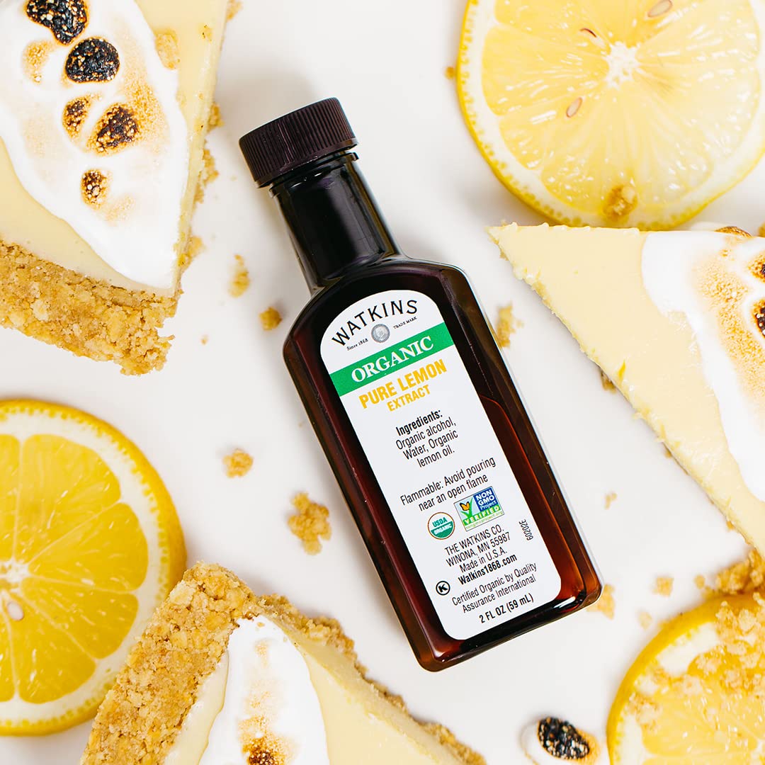 Watkins Organic Pure Lemon Extract, Non-GMO, Kosher, 2 oz. Bottle, 1-Pack