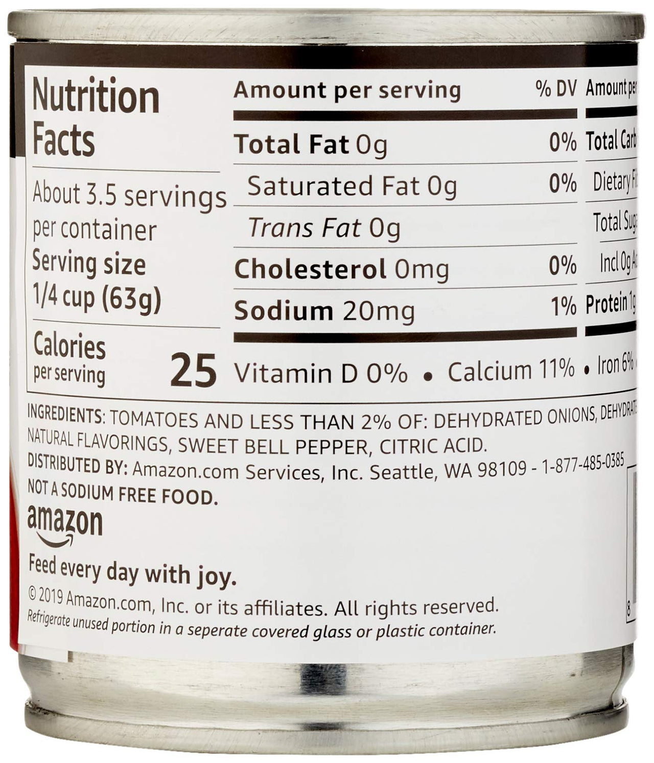 Happy Belly Tomato Sauce, No Salt Added, 8 Ounce