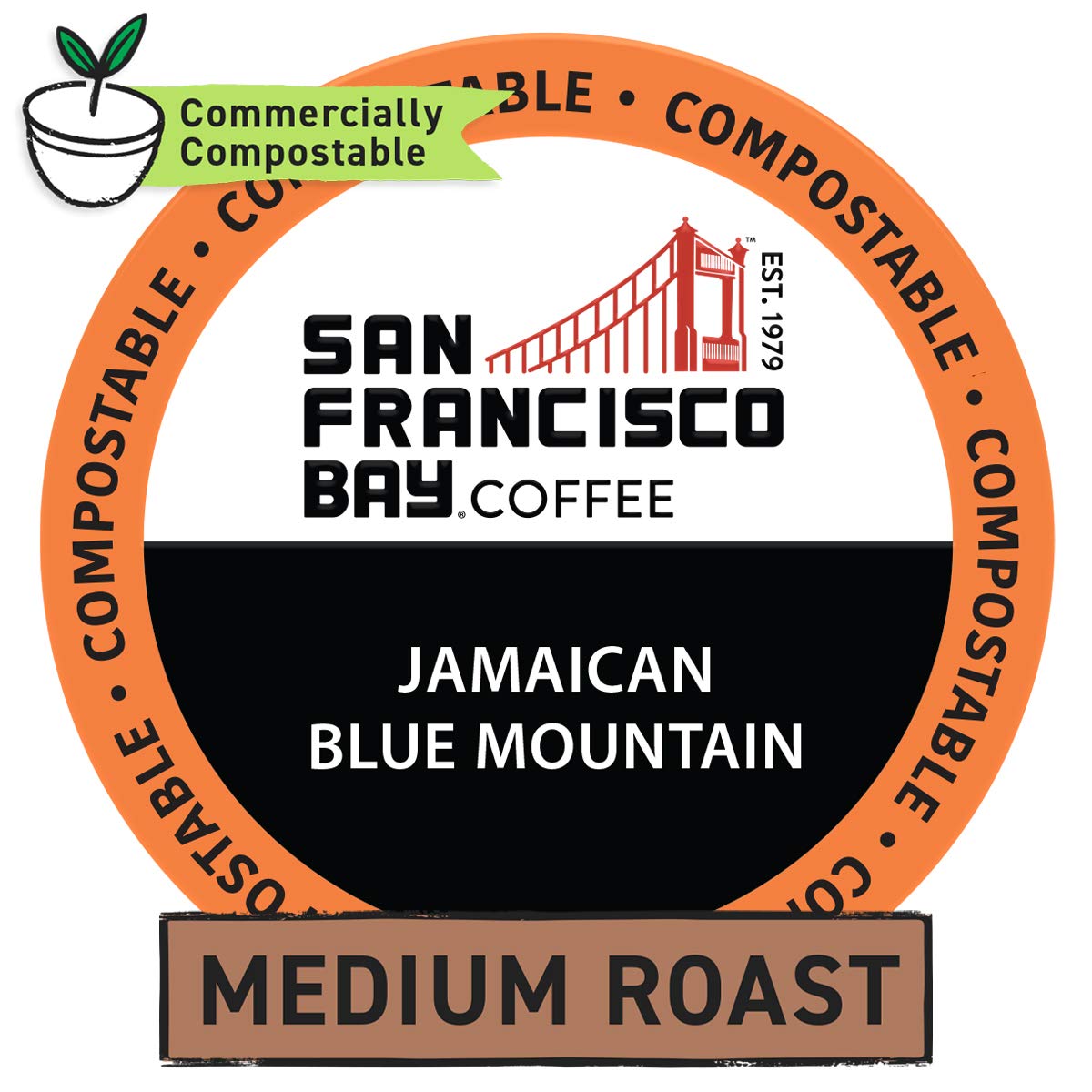 San Francisco Bay Compostable Coffee Pods - Jamaica Blue Mountain Blend (10 Ct) K Cup Compatible including Keurig 2.0, Medium Roast