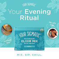 Reishi Mushroom Elixir Mix by Four Sigmatic | Coffee Alternative with Organic Reishi Mushroom Powder, Tulsi, Rose Hips & Mint | Support Stress & Sleep | Decaf, Vegan, Gluten-Free & Keto | 20 Packets