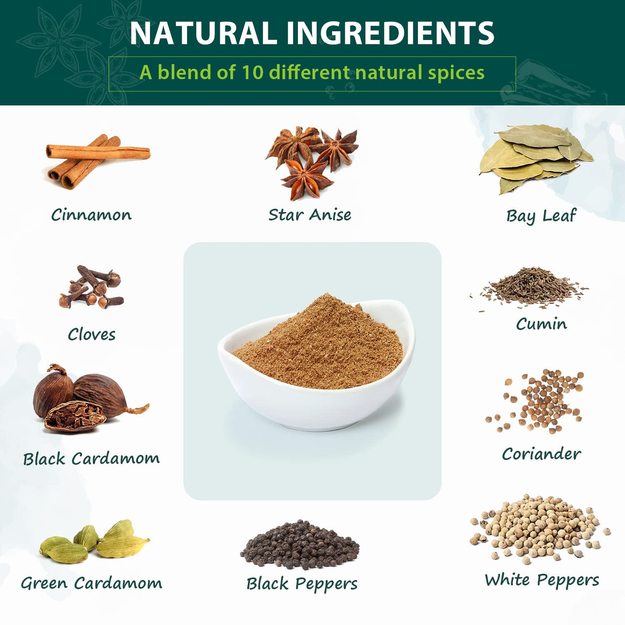 Soeos Garam Masala, garam masala powder, Indian 10-Spice Blend, All Natural Blend, Salt-Free, Vegan, No Colors, Gluten Friendly, Non-GMO, Authentic Indian Food Spices, Masala Seasoning, Garam Masala Bulk, 12oz.