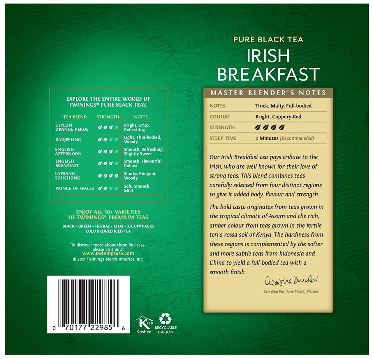 Twinings Irish Breakfast Black Tea, 100 Individually Wrapped Tea Bags, Flavourful, Bold, Robust Caffeinated Black Tea