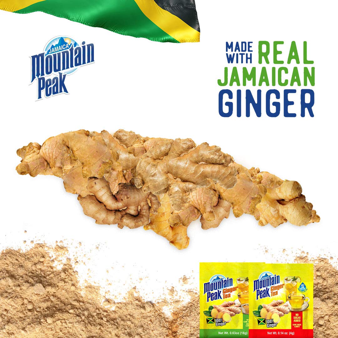 Jamaica Mountain Peak Original Ginger Tea, Unsweetened, 14 x 0.42 Ounce Sachets (Pack of 3) - Total 42 Sachets
