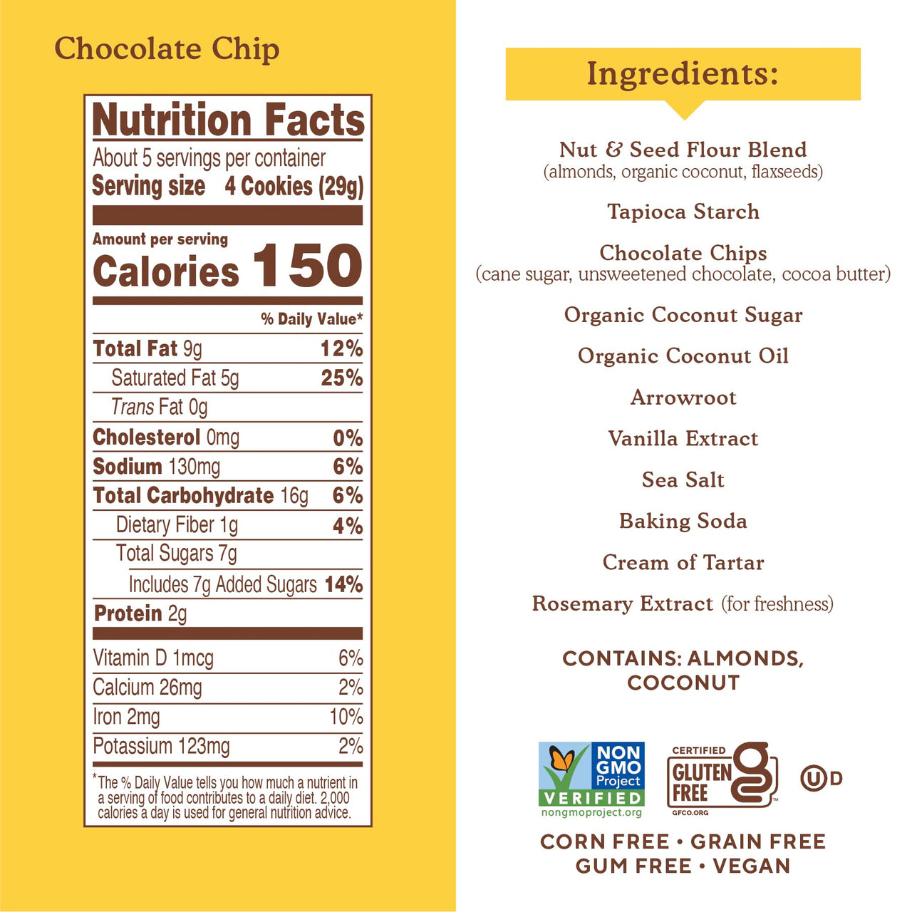 Simple Mills Almond Flour Crunchy Cookies, Chocolate Chip - Gluten Free, Vegan, Healthy Snacks, Made with Organic Coconut Oil, 5.5 Ounce (Pack of 1)