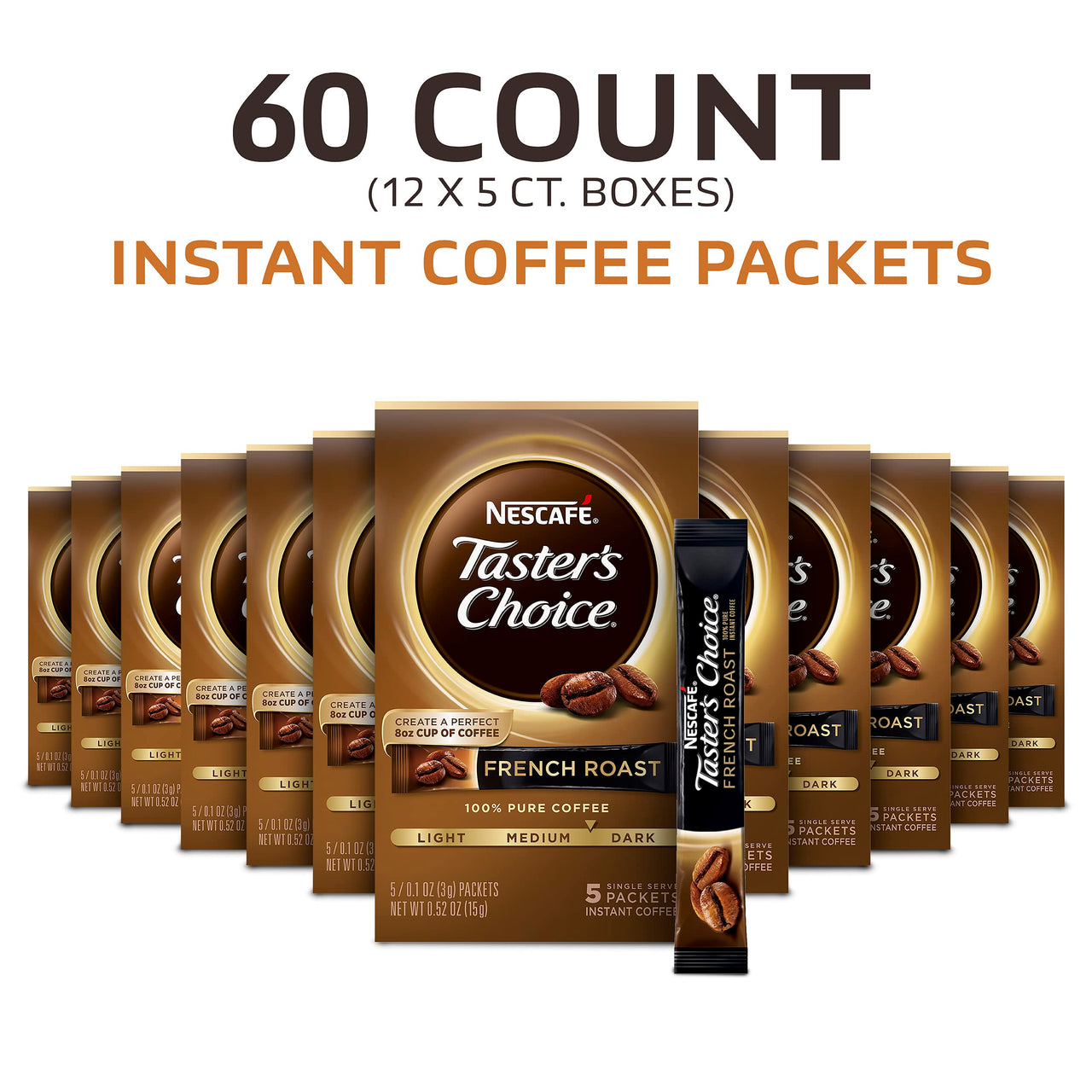 Nescafe Taster's  Choice Instant Coffee, French Roast 5 Count (Pack of 12)