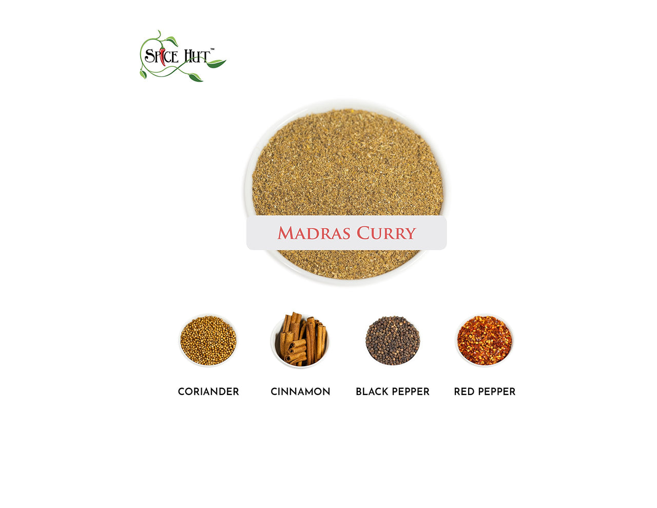 The Spice Hut Organic Madras Curry Seasoning, Quick & Easy Spice Blend for Spicy Indian Cooking, 2 oz