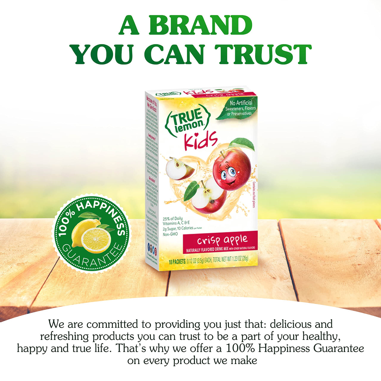 TRUE LEMON KIDS Crisp Apple (10 Packets) - Hydration for Kids - No Preservatives, No Artificial Flavors, No Artificial Sweeteners - Low Sugar Water Flavoring - Drink Mix for Kids - Kids Juice Powdered Drink Mix