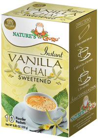 Nature's  Guru Instant Vanilla Chai Tea Drink Mix Sweetened 10 Count Single Serve On-the-Go Drink Packets