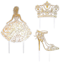 DecoPac QUINCEANERA Cake Decorating Kit, XL-GOLD Cake and Cupcake Toppers for Girls Sweet 15 Birthdays and Parties, Quince Aos