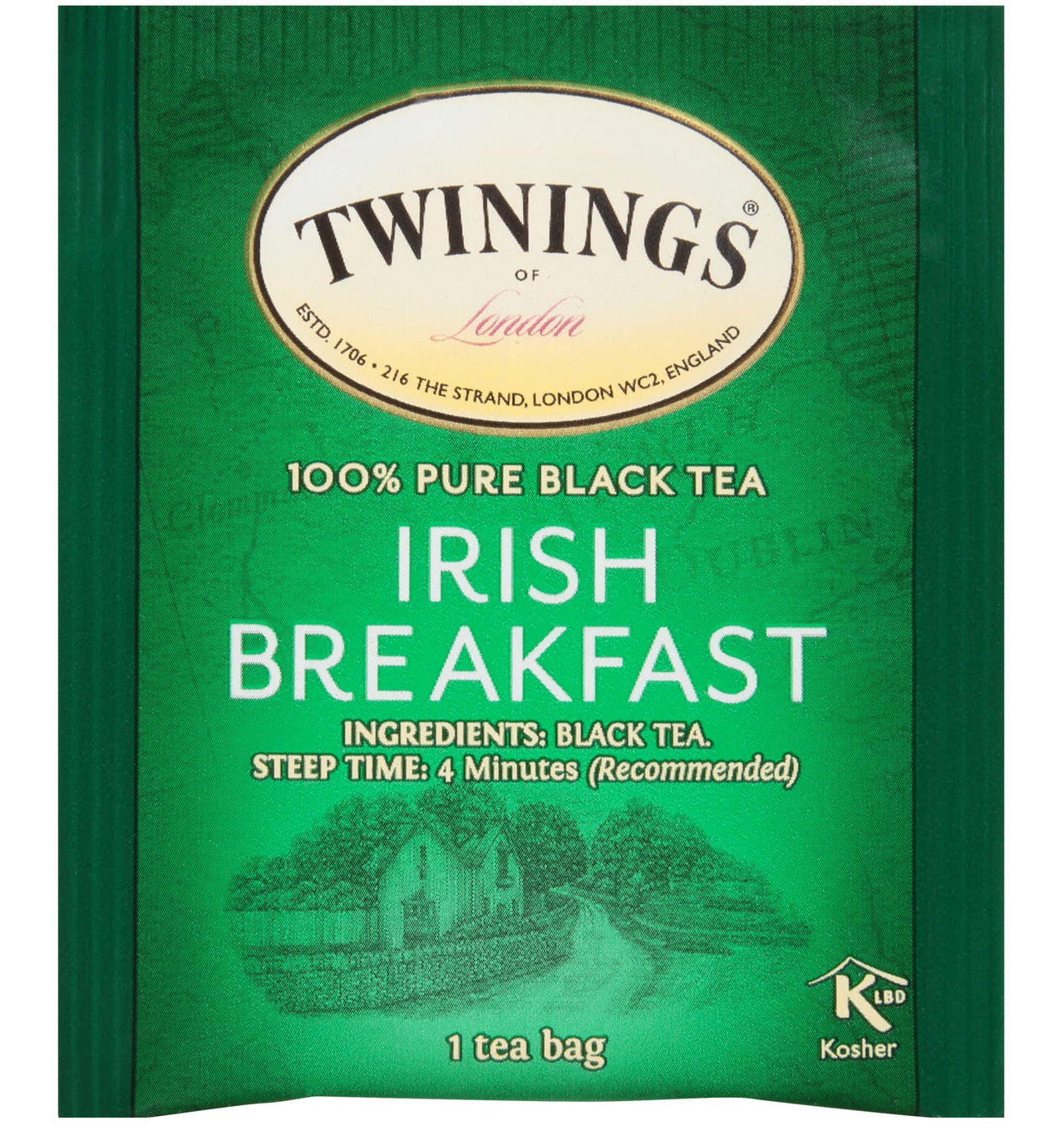 Twinings Irish Breakfast Black Tea, 100 Individually Wrapped Tea Bags, Flavourful, Bold, Robust Caffeinated Black Tea