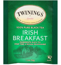 Twinings Irish Breakfast Black Tea, 100 Individually Wrapped Tea Bags, Flavourful, Bold, Robust Caffeinated Black Tea