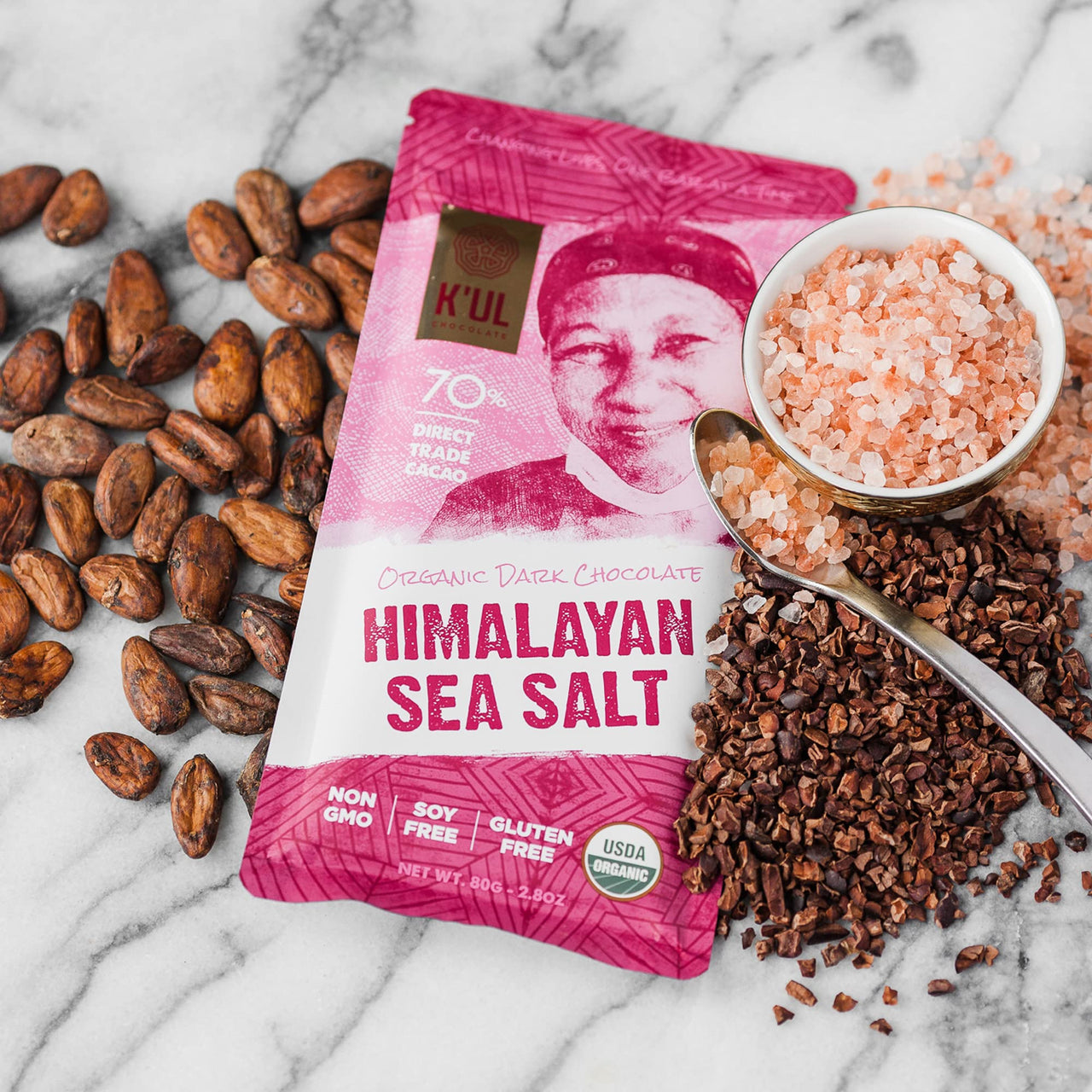 K'UL Chocolate Bars | 3 Pack Burnt Maple Crunch + Sea Salt Almond + Himalayan Sea Salt Milk & Dark Chocolate | Organic, Vegan Chocolate, Gluten Free, Soy Free, Non-GMO, Bean-to-Bar, Fair Trade Milk & Dark Chocolate