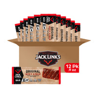 Jack Link's  Beef Jerky Bars, Original - 7g of Protein and 80 Calories Per Protein Bar, Made with Premium Beef, No added MSG - Keto Friendly and Gluten Free Snacks (Pack of 12)