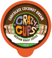 Crazy Cups Flavored Decaf Hot or Iced Coffee, for the Keurig K Cups 2.0 Brewers, Chocolate Coconut Dream, 22 Count