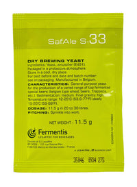 Fermentis SafAle S-33 Beer/Ale Yeast - Pack of 1 - With North Mountain Supply Freshness Guarantee