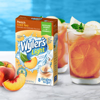 Wyler's  Light Singles To Go Powder Packets, Water Drink Mix, 96 Single Servings, Peach Iced Tea, 7 Ounce (Pack of 12), 5.64 Ounce