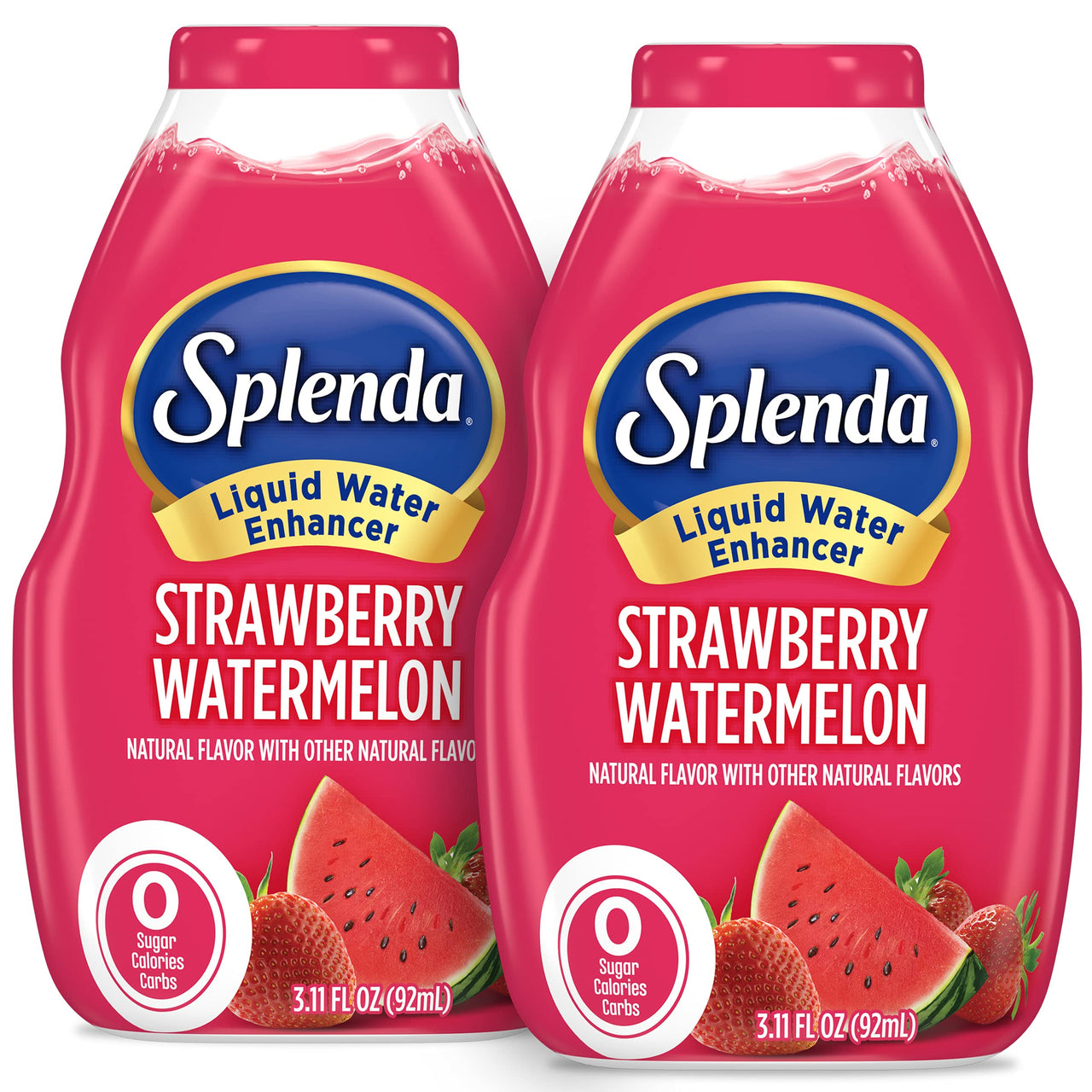 SPLENDA Liquid Water Enhancer Drops, Sugar Free, Zero Calorie, Natural Flavor, Concentrated Drink Mix, 3.11 Fl Oz Each Bottle (Strawberry Watermelon, 2 Pack)