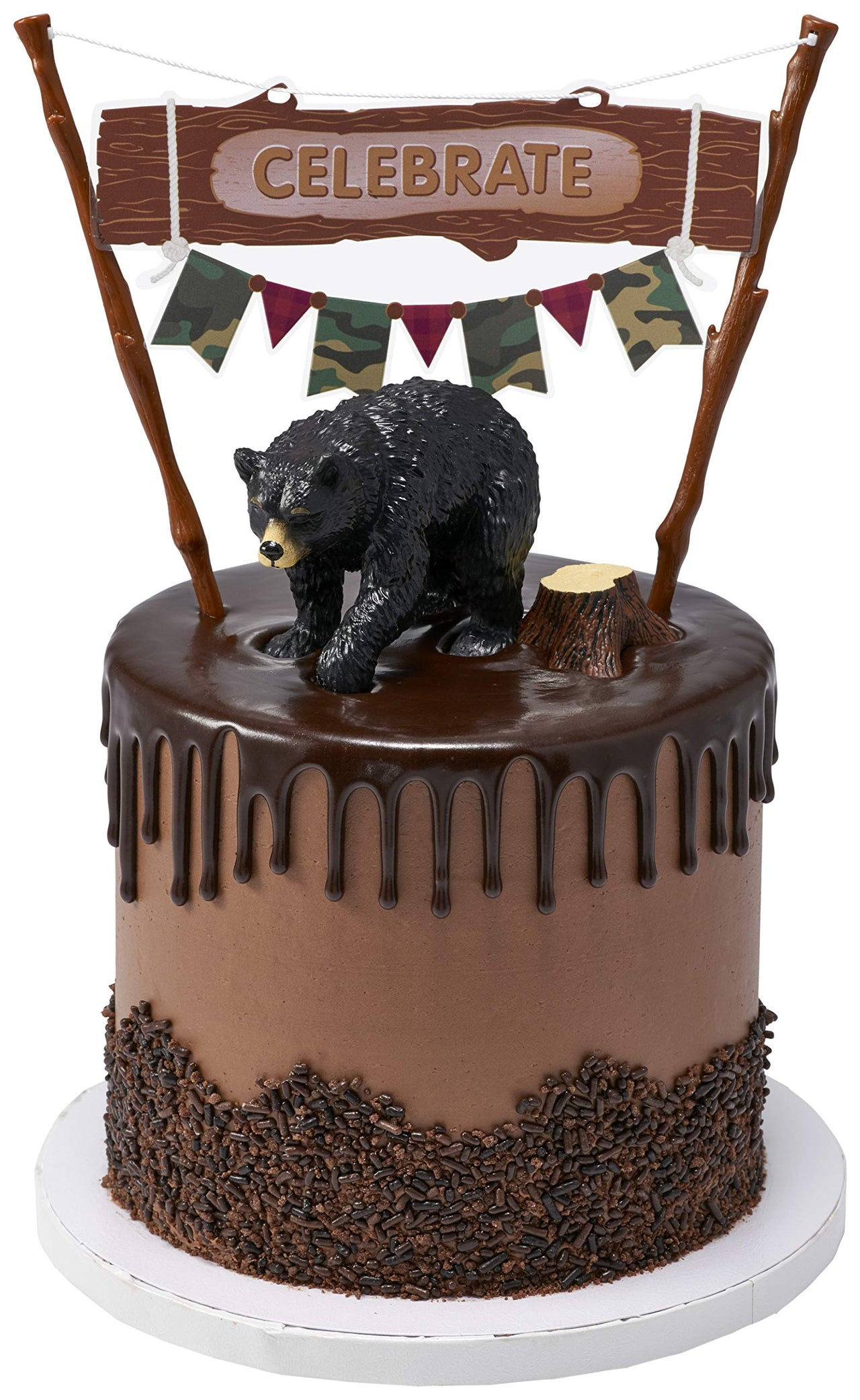 DecoSet Wild Black Bear Cake Topper, Ready to Use Cake Decoration, Food Safe Strong Plastic Animal Figurine