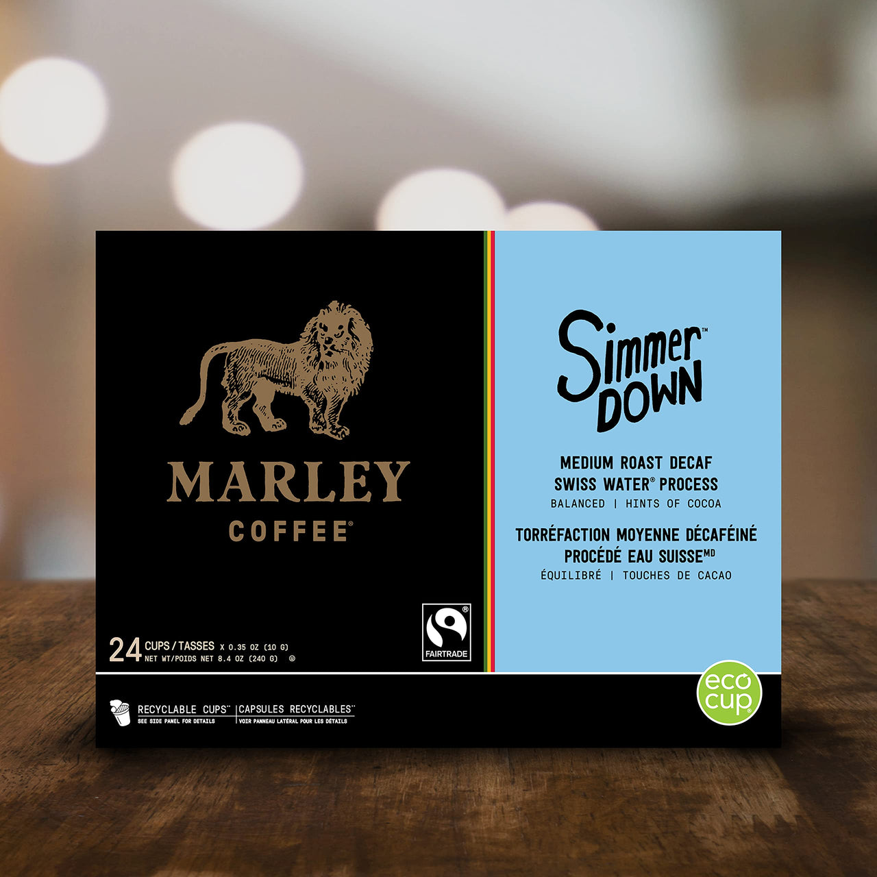 Marley Coffee Simmer Down Decaf, Swiss Water Process, Medium Roast Coffee, Keurig K-Cup Brewer Compatible Pods, 24 Count