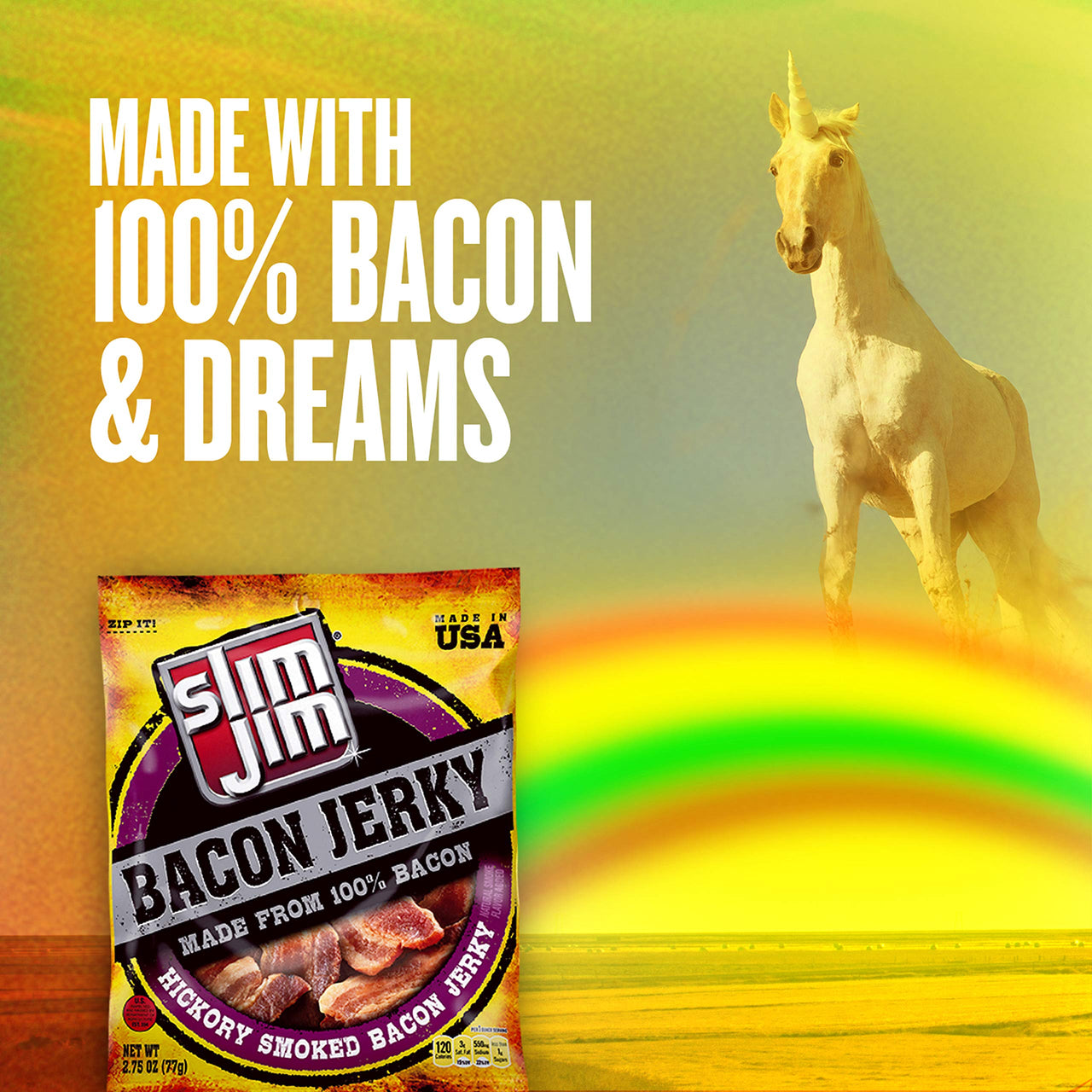 Slim Jim Bacon Jerky Hickory Smoked Flavor Bag, 2.75 oz