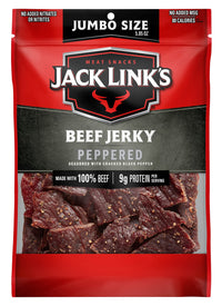 Jack Link's  Beef Jerky, Peppered, Sharing Size Bag  Meat Snack with 9g of Protein & 80 Calories, Made with Premium Beef, No added MSG** or Nitrates/Nitrites, 5.85oz