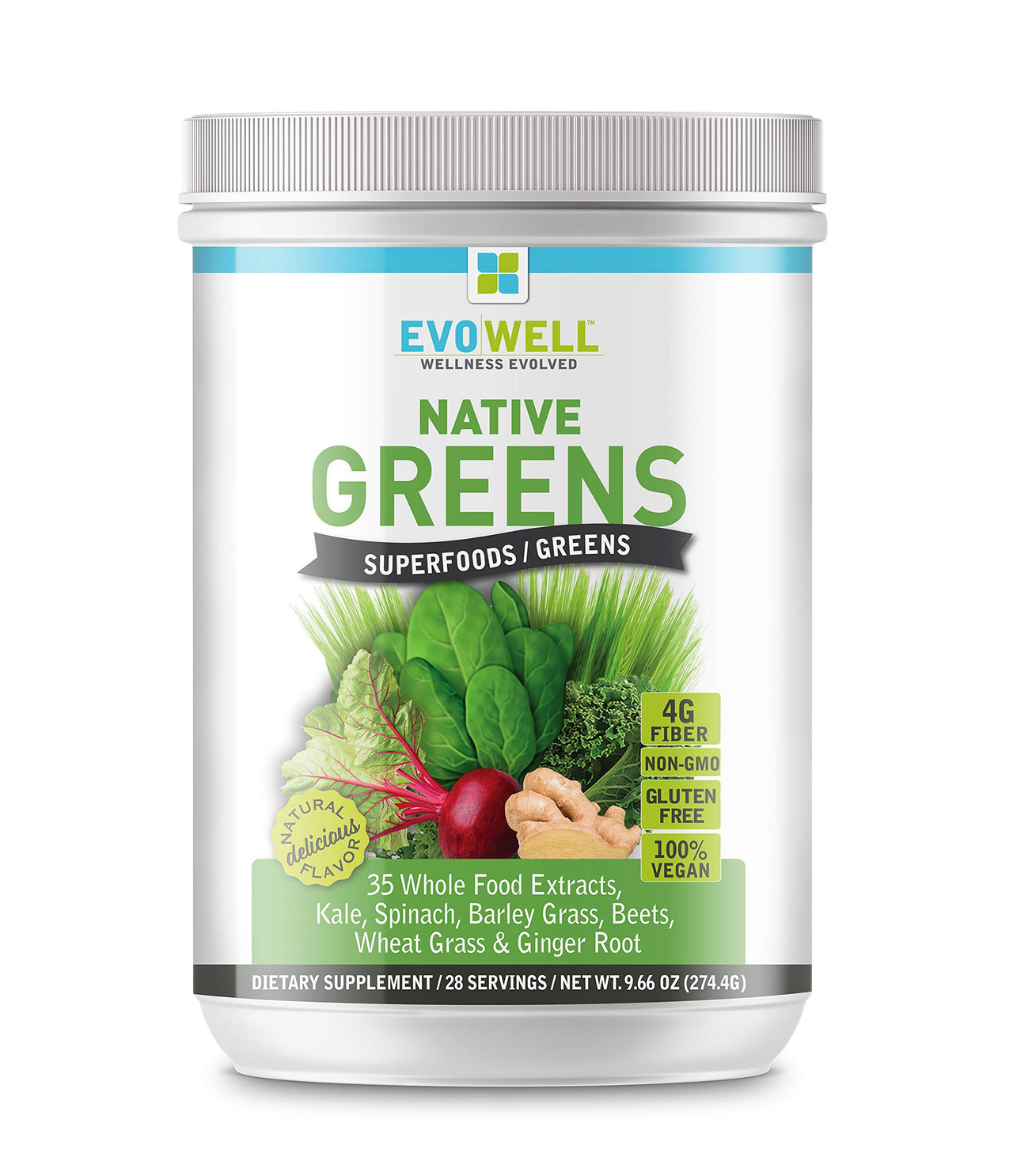 Evowell Native Greens Superfoods/greens Natural Flavor, 9.66 Ounce