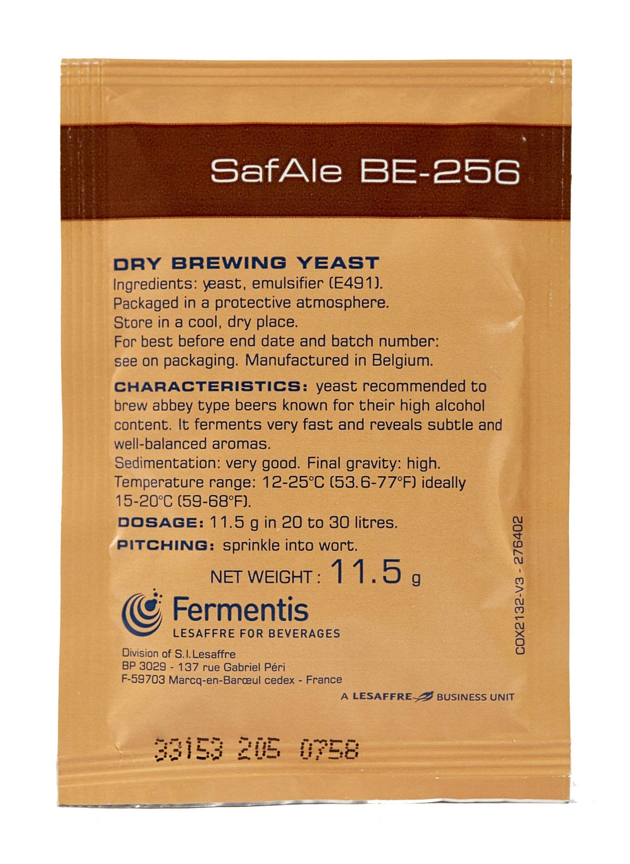 Fermentis SafAle BE-256 Beer/Ale Yeast - Pack of 1 - With North Mountain Supply Freshness Guarantee