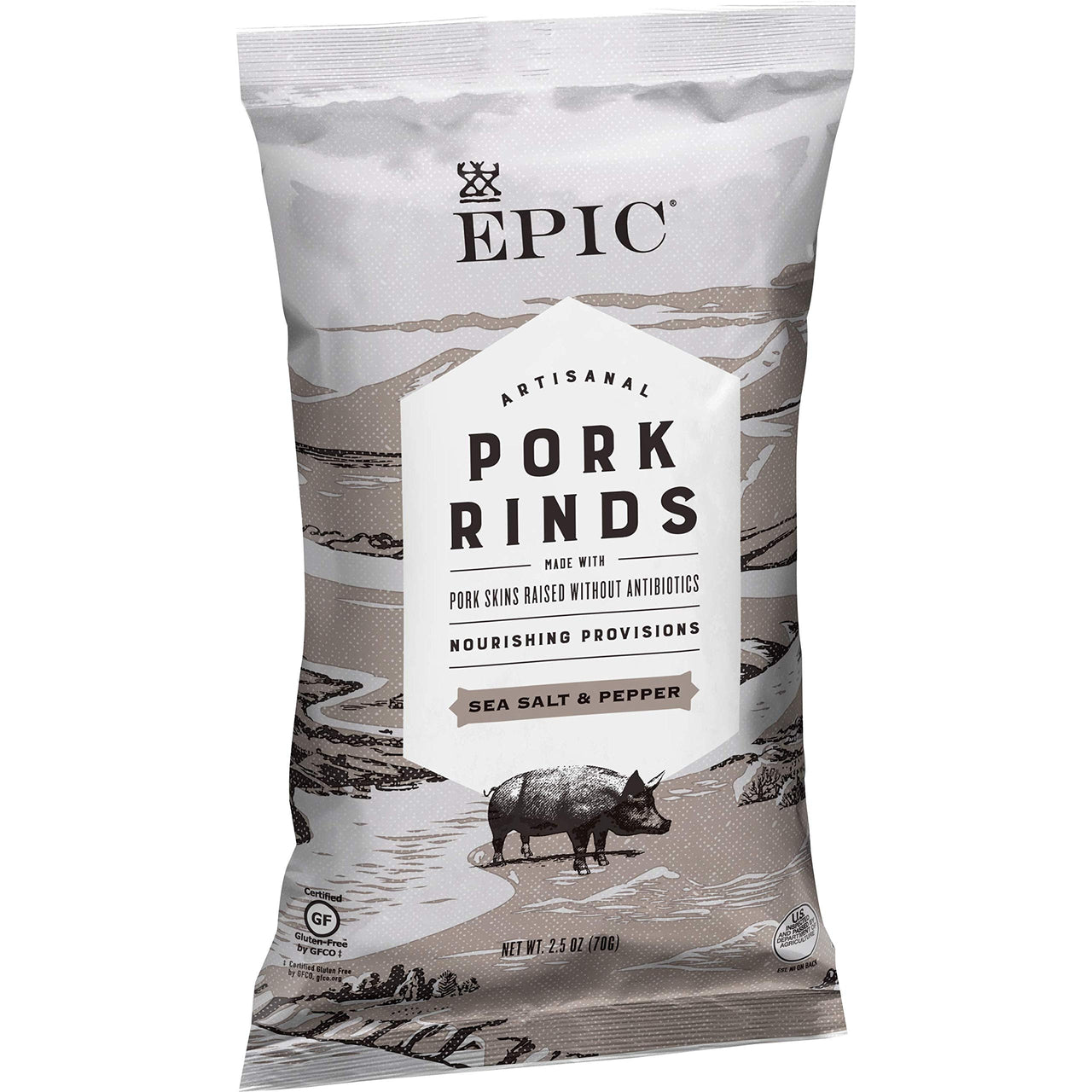 EPIC Sea Salt & Pepper Pork Rinds Keto Friendly, Paleo Friendly, 2.5 oz