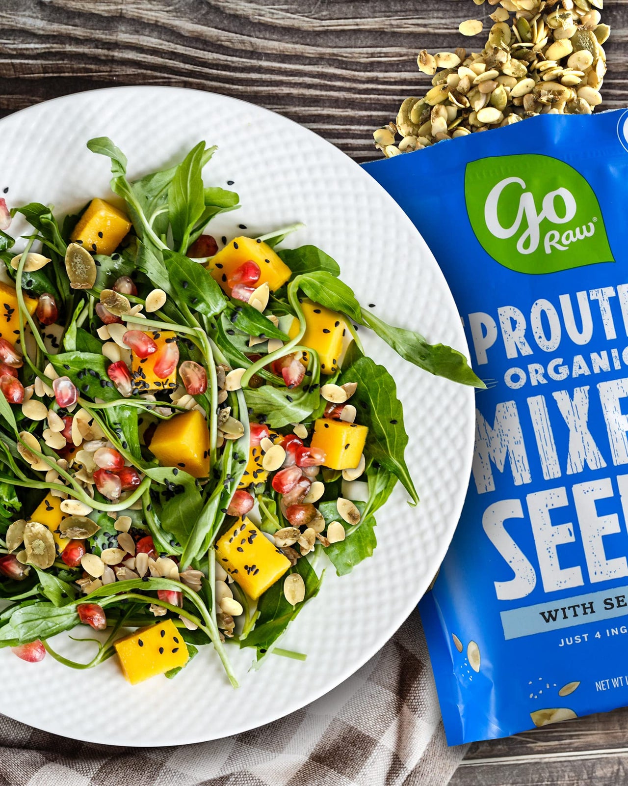 Go Raw Mixed Seeds, Pumpkin, Sunflower & Watermelon Seeds with Sea Salt, Bag Keto Vegan Gluten Free Snacks Organic, Mixed Salted, 13 Oz (Pack of 1)