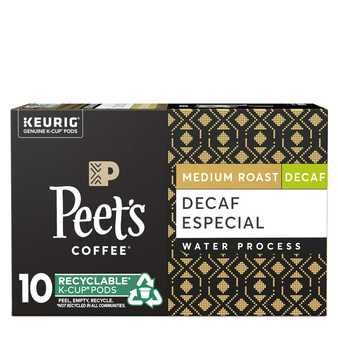 Peet's  Coffee K-Cup Single Serve Pack for Keurig Brewers, Decaffeinated Especial, 10 ct