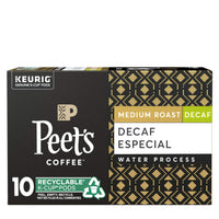 Peet's  Coffee K-Cup Single Serve Pack for Keurig Brewers, Decaffeinated Especial, 10 ct