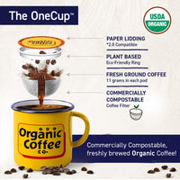 The Organic Coffee Co. Compostable Coffee Pods - French Roast (12 Ct) K Cup Compatible including Keurig 2.0, Dark Roast