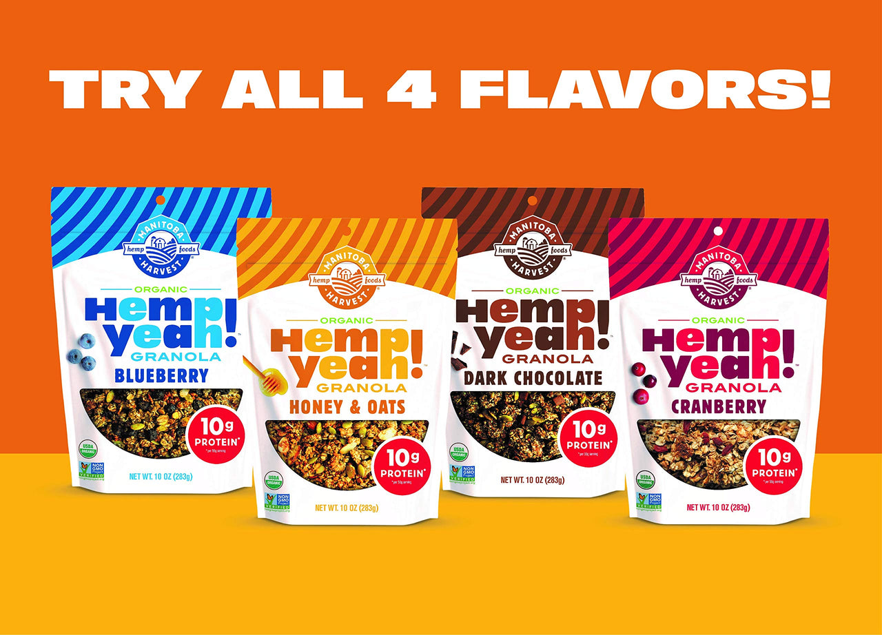 Manitoba Harvest Hemp Yeah! Granola, Dark Chocolate, 10oz, with 10 g of Protein, 3.6 g Omegas, 3 g of Fiber and less than 10 g Sugar Per Serving, Organic, Non-GMO, Packaging May Vary