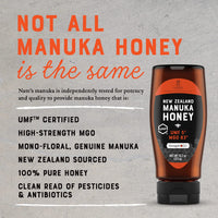 Nature Nate's  Manuka Honey UMF Certified 5+ | MGO 83+ - New Zealand Manuka Honey - All-Natural Sweetener & Non-Perishable Sugar Substitute, 13.2 oz Squeeze Bottle