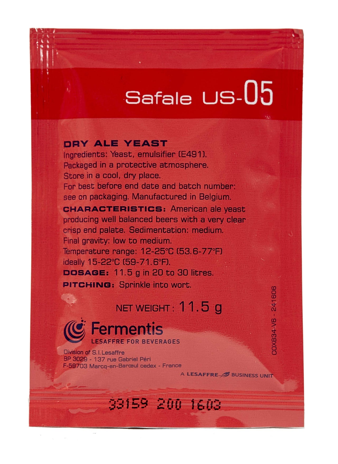 Fermentis SafAle US-05 Beer/Ale Yeast - Pack of 1 - With North Mountain Supply Freshness Guarantee