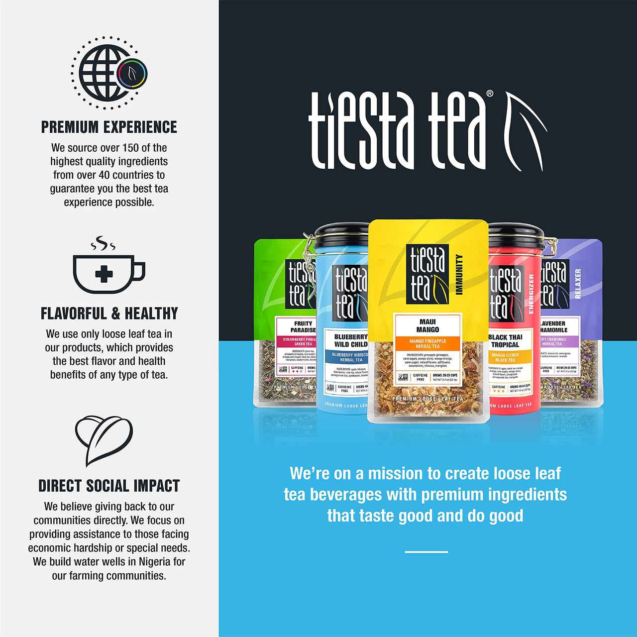 Tiesta Tea - Chinese Jasmine, Loose Leaf Classic Jasmine Green Tea, Medium Caffeine, Hot & Iced Tea, 1.8 oz Pouch - 25 Cups, Natural, Diet Support, Green Tea Loose Leaf