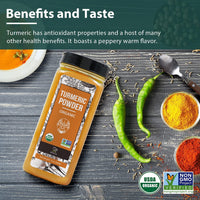 Soeos Organic Turmeric Powder 10oz (284g), Non-GMO Verified, Natural Curcumin, Lab Tested for Purity, Sealed Package To Keep Turmeric Fresh