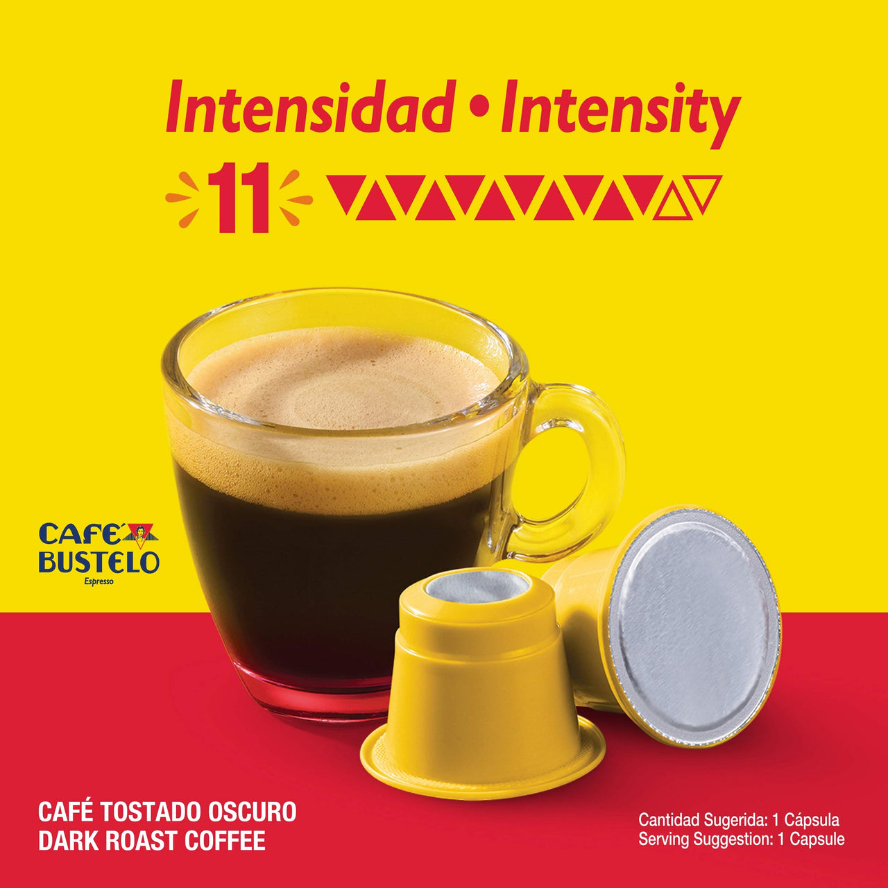 Caf Bustelo Espresso Dark Roast Coffee, 10 Count Capsules for Espresso Machines, 11 Intensity (Packaging May Vary)