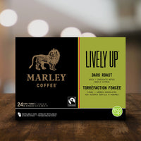 Marley Coffee Lively Up, Fairtrade Certified, Dark Roast Coffee, Keurig K-Cup Brewer Compatible Pods, 24 Count