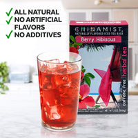 China Mist Iced Tea Naturally Flavored Herbal, Each Tea Bag Yields 1/2 Gallon Berry Hibiscus 4 Count