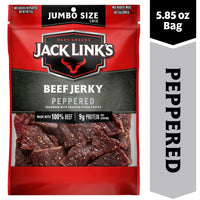Jack Link's  Beef Jerky, Peppered, Sharing Size Bag  Meat Snack with 9g of Protein & 80 Calories, Made with Premium Beef, No added MSG** or Nitrates/Nitrites, 5.85oz