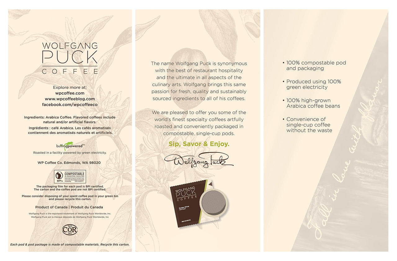 Wolfgang Puck Coffee, Jamaican Me Crazy Gram Coffee, 9.5 Gram Pods, 18 Count