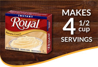 Royal Instant Pudding Dessert Mix, Banana Cream, Fat Free (12 - 1.85 Ounce Boxes) (Pack of 12)
