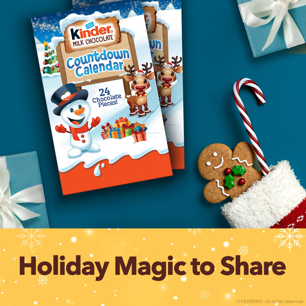 Kinder Joy Christmas Advent Calendar, Chocolate Candy Treats Inside, Perfect Holiday Gift for Kids, White, 24 Count, Pack of 2