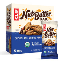 CLIF Nut Butter Bar - Organic Snack Bars - Chocolate Chip Peanut Butter - Organic - Plant Protein - Non-GMO (1.76 Ounce Protein Snack Bars, 5 Count)